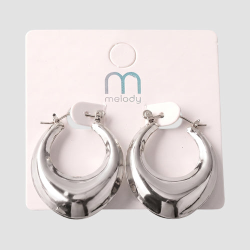 Pointed Chunky Huggie Earring in Silver