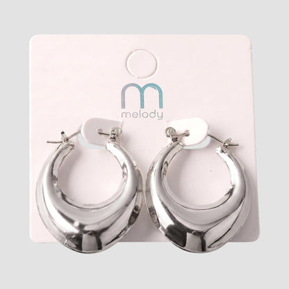 Pointed Chunky Huggie Earring in Silver