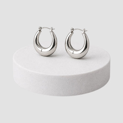 Pointed Chunky Huggie Earring in Silver