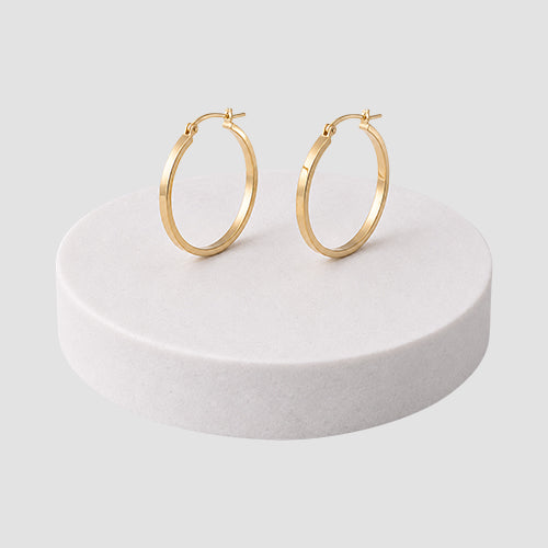 Flat Hoop Earring in Gold