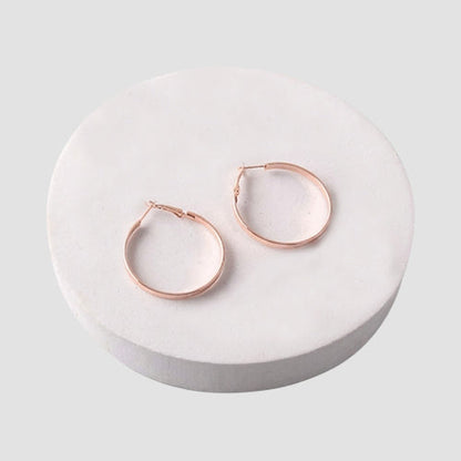 ER40017GSRG Flat Hoop Earring in Rose Gold