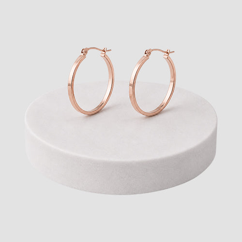 Flat Hoop Earring in Rose Gold