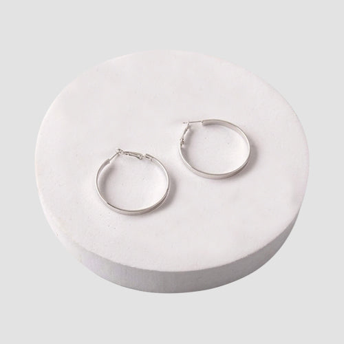 ER40017GSRG Flat Hoop Earring in Silver