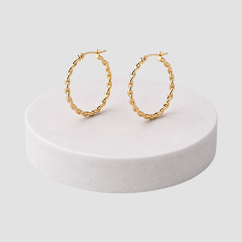Twisted Hoop Earrings in Gold