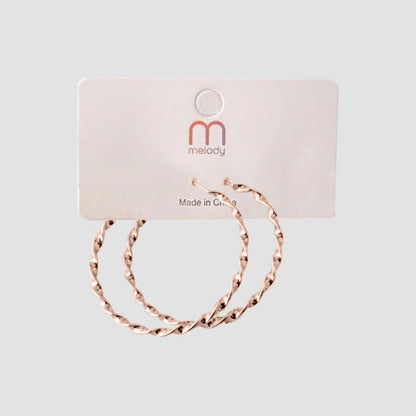 Mix Metal Twisted Hoop Earrings in Rose Gold