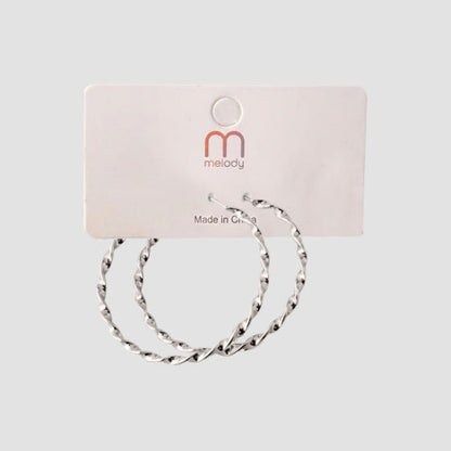 Mix Metal Twisted Hoop Earrings in Silver