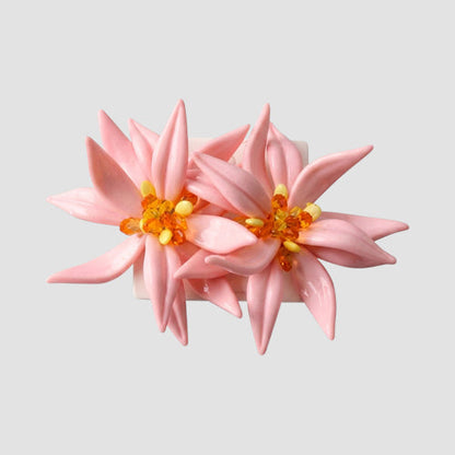 Statement Star Lily Oversize Earring in Pink
