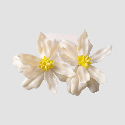 Statement Star Lily Oversize Earring in White