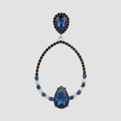 Tear Drop Triple Bridal Earrings in Silver/Blue