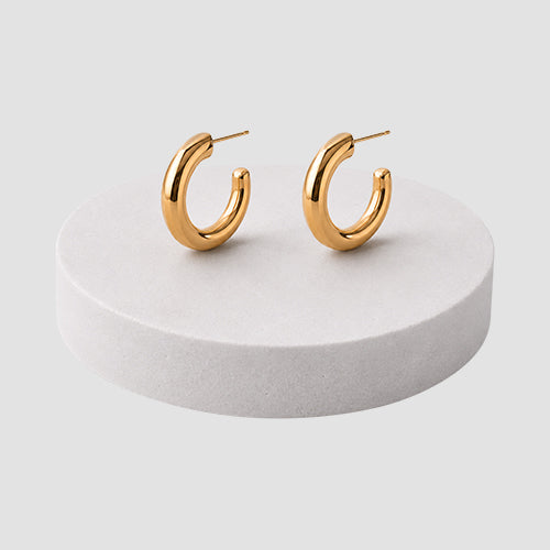 Small Tube Hoop Earrings in Gold