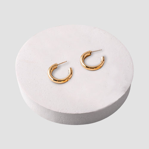 Small Tube Hoop Earrings in Gold