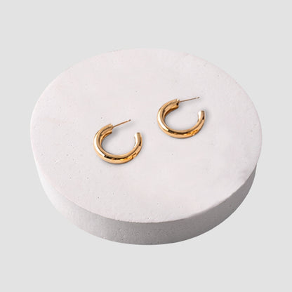 Small Tube Hoop Earrings in Gold