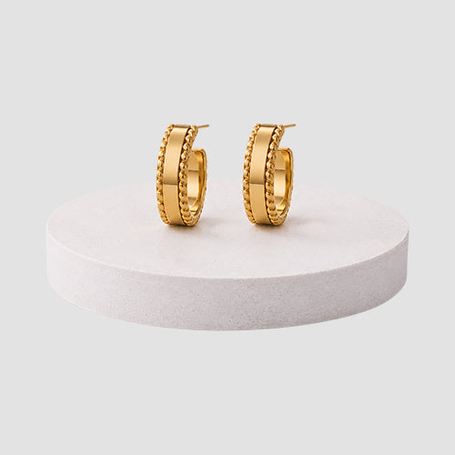Flat Tube Hoop Earrings in Gold