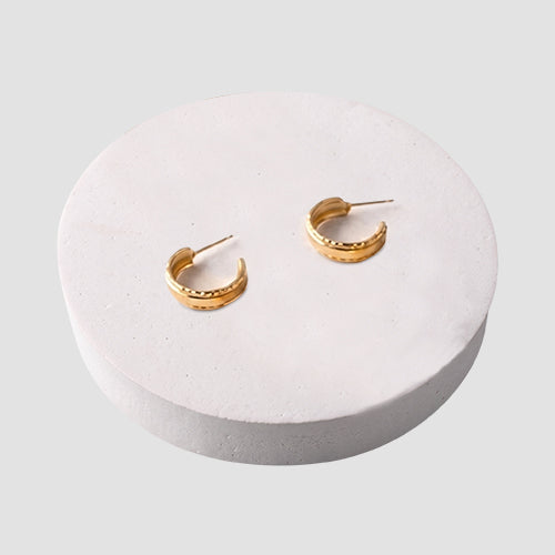 Flat Tube Hoop Earrings in Gold