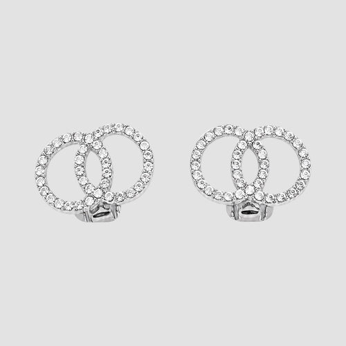 OO Multicolour Rhinestone Clip-On Earrings in Silver/Clear