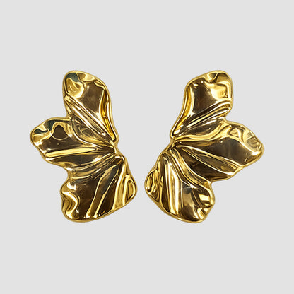 Laser Cut Flower Earrings in Gold