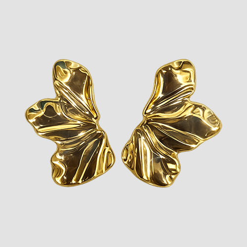Laser Cut Flower Earrings in Gold