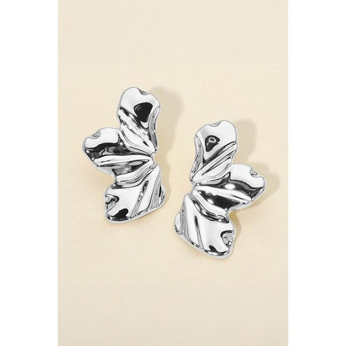PKE5848 Laser Cut Flower Earrings in Silver