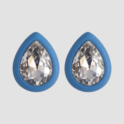 Teardrop Stone Stud Earrings in Blue