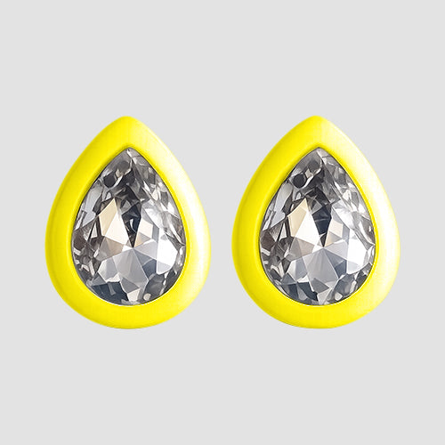 Teardrop Stone Stud Earrings in Yellow