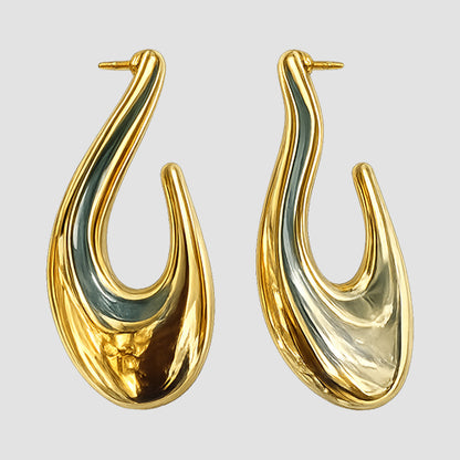 Glitter Strip Huggie Hoop Earrings in Gold