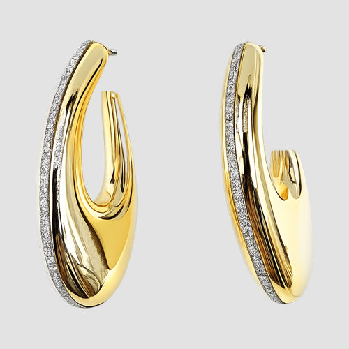 Glitter Strip Huggie Hoop Earrings in Gold