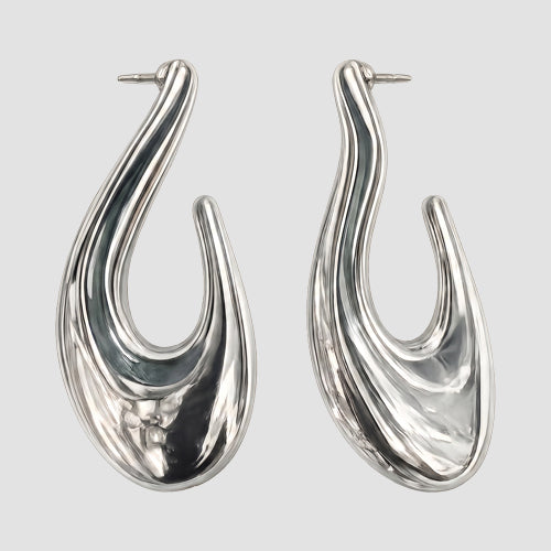 Glitter Strip Huggie Hoop Earrings in Silver