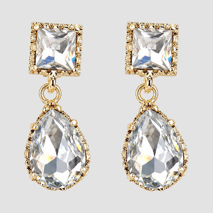 Faceted Teardrop Stone Earrings in Gold