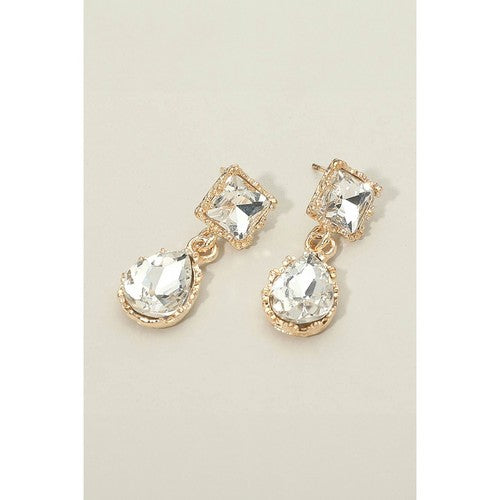 PKE9704 Faceted Teardrop Stone Earrings in Gold