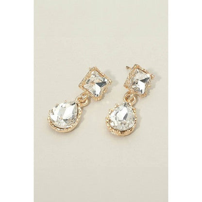 PKE9704 Faceted Teardrop Stone Earrings in Gold