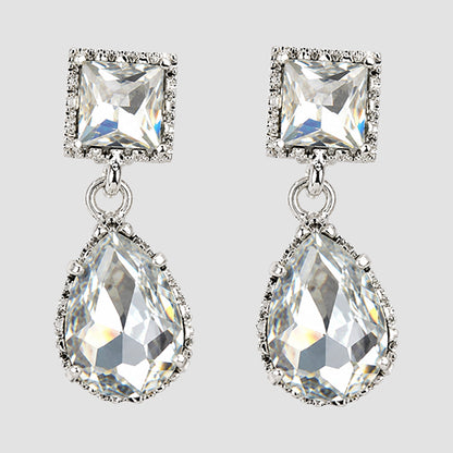 Faceted Teardrop Stone Earrings in Silver