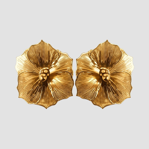 Abstract Flower Earrings in Gold