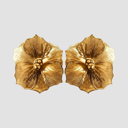 Abstract Flower Earrings in Gold