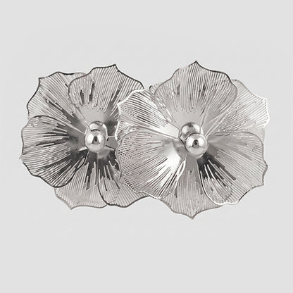 Abstract Flower Earrings in Silver