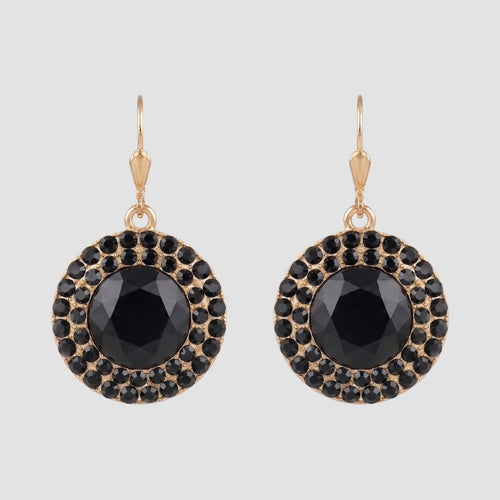Dazzling Ring Dangle Earrings in Gold/Black