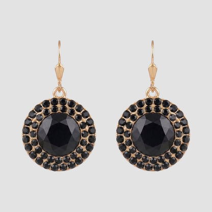 Dazzling Ring Dangle Earrings in Gold/Black