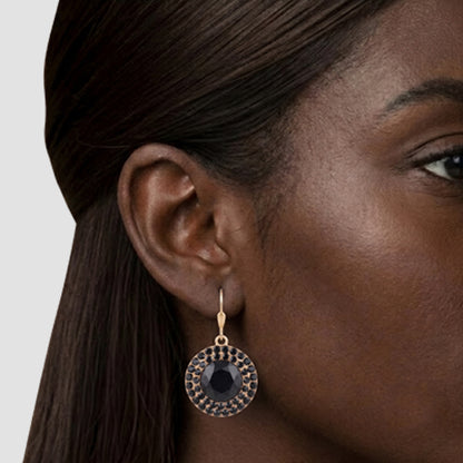 Dazzling Ring Dangle Earrings in Gold/Black