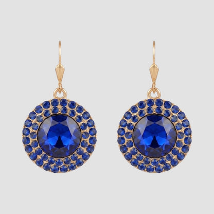 Dazzling Ring Dangle Earrings in Gold/Blue