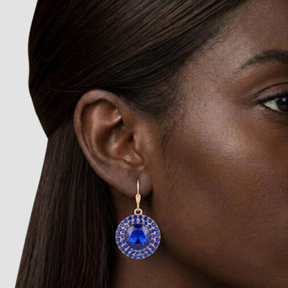 Dazzling Ring Dangle Earrings in Gold/Blue
