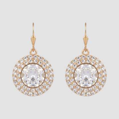 Dazzling Ring Dangle Earrings in Gold/Clear Crystal