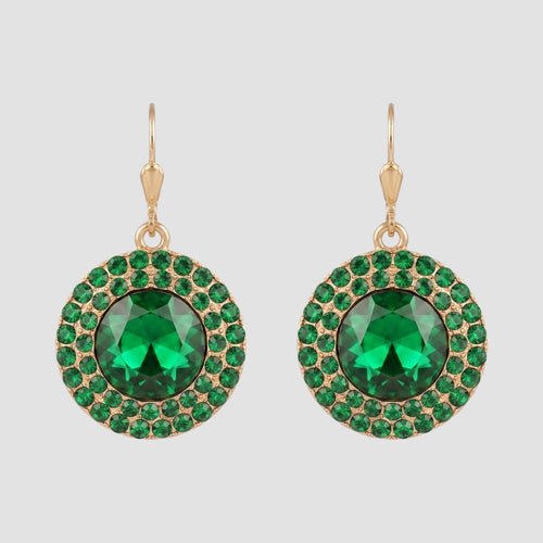 Dazzling Ring Dangle Earrings in Gold/Green