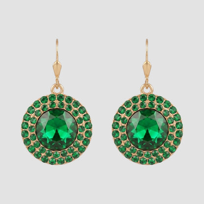 Dazzling Ring Dangle Earrings in Gold/Green