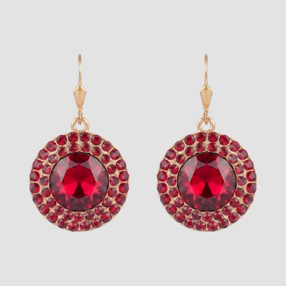 Dazzling Ring Dangle Earrings in Gold/Red