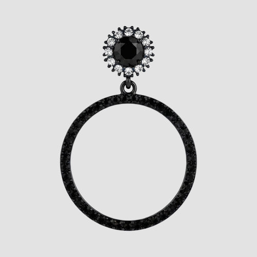 Circle Rhinestone Dangle Earrings in Black