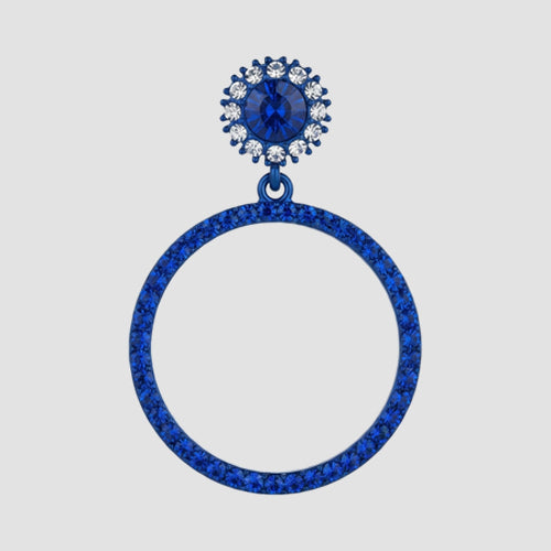 Circle Rhinestone Dangle Earrings in Blue