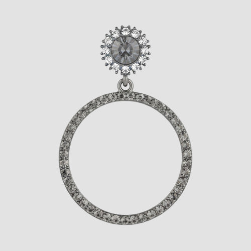 Circle Rhinestone Dangle Earrings in Grey