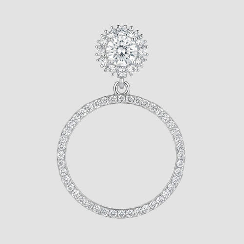 Circle Rhinestone Dangle Earrings in White