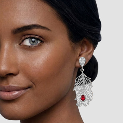 Palm Leaf Earrings in Silver