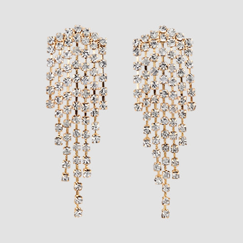 Rhinestone Circle Dangle Earring in Gold