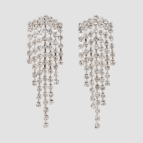 Rhinestone Circle Dangle Earring in Silver